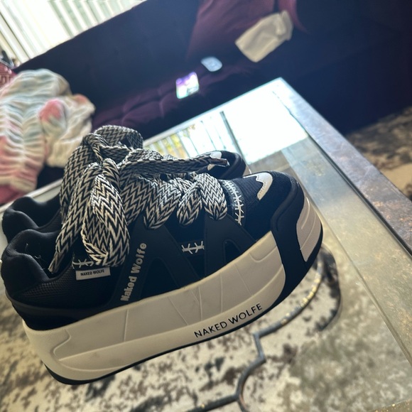 Naked Wolfe Black and White Chunky Sneakers - Picture 3 of 4